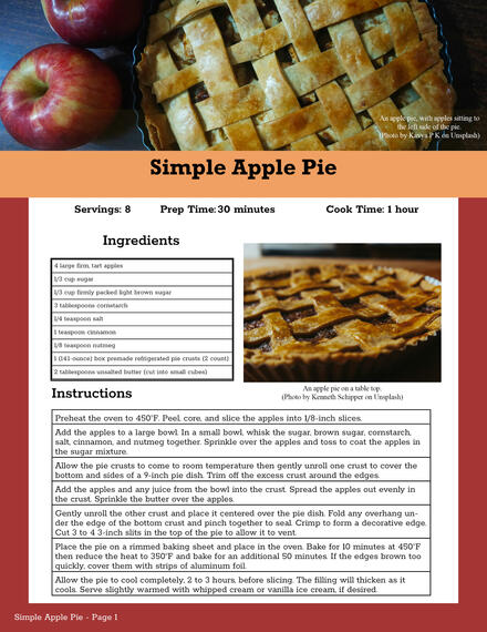 Simple Apple Pie Recipe (Recipe Exercise)